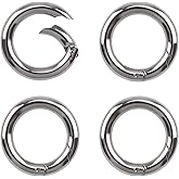 UFURMATE Spring O Rings, 4Pcs Stainless Steel Round Carabiner Snap Clips Spring Snap Keyring Quick Release Multi-Purpose Metal Rings for Bags, Keys, Pets (16mm, Silver)