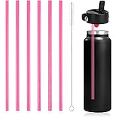 6pcs Replacement Straws for Hydro Flask Wide Mouth Bottle, BPA-Free Plastic Straws with Straw Cleaning Brush Compatible with Hydroflask 18/32/40/64oz Tumbler Lid Straw Replacement Accessories(Pink)