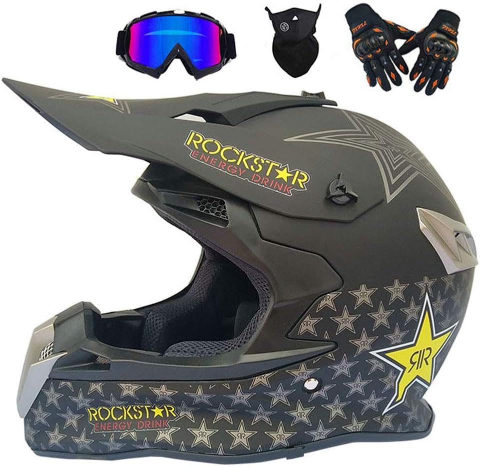 NBZH Adult Off Road Helmet Motocross Dirt Bike Motorcycle ATV Helmet AM mountain bike Crossbike Enduro Sport DOT helmet with Gloves Storm Mask and Glasses (6 style)
