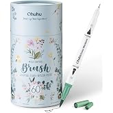 Ohuhu Adult Coloring Book Markers 60 Colors Dual Tip Water-Based-Maui-White | No Bleed Coloring Markers Fineliner &amp; Brush Drawing Pens Art Pens for Kids Adults Sketch Journal