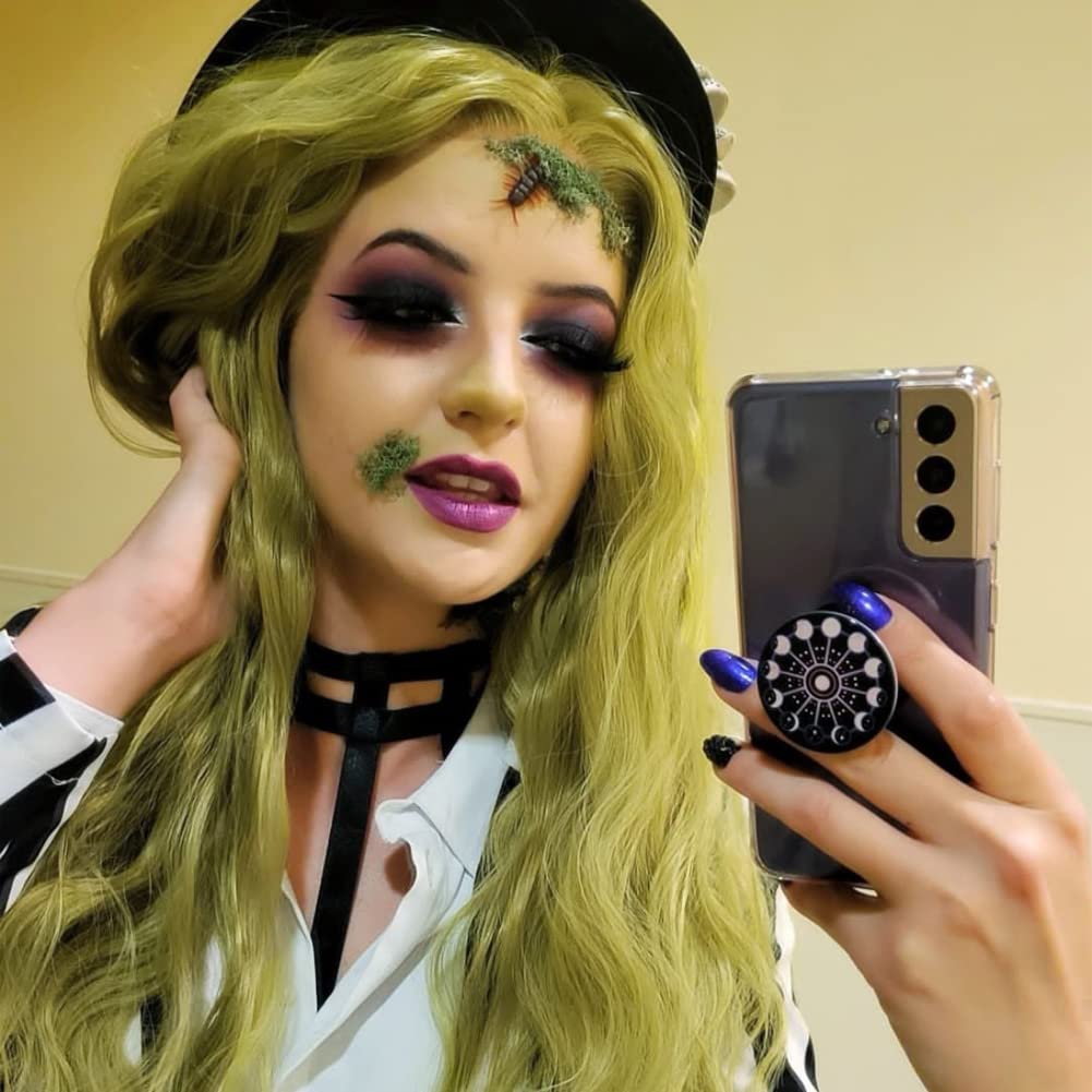 AFBeauty Green Yellow Wigs Long Wave Gluless Synthetic Lace Front Wig Natural Hairline Free Part Drag Queen Heat Friendly Hair Replacement Wigs For Women 24 inches — image 1