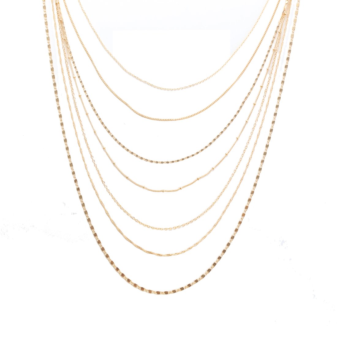 ELEARD Women Multi Chain Necklace Waterfall Multi Strand Jewel Chain Tassel Necklace Gold