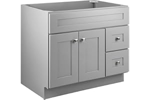 Design House 587097 Bath Unassembled Modern 2-Door 2-Drawer Bathroom Shaker Vanity Cabinet Only, 36 x 21,Grey
