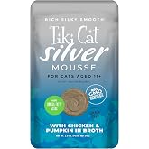 Tiki Cat Silver Wet Cat Food, Chicken &amp; Pumpkin, 2.8 oz. Pouch, 12 Count | For Seniors, Senior Nutrition, Smooth Mousse Texture, High Moisture, Grain-free, Formulated for Senior Cats