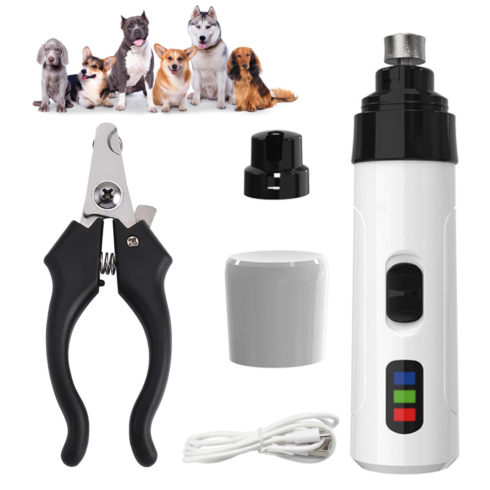 Xumann Electric Dog Nail Grinders Silent Groom, Quiet Bass Dog Claw Grinder Pro