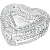 JOYSIP Clear Crystal Heart Shape Jewelry Tray for Girls, Women's Small Covered Trinket Storage Organizer Box