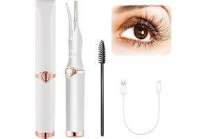 BIRUNWER Heated Eyelash Curler, Mini Electric Eyelash Curler, Portable Makeup Electric Eyelash Curling, USB Rechargeable Finalize Eyelash Tool Beauty Tools for Women (White)