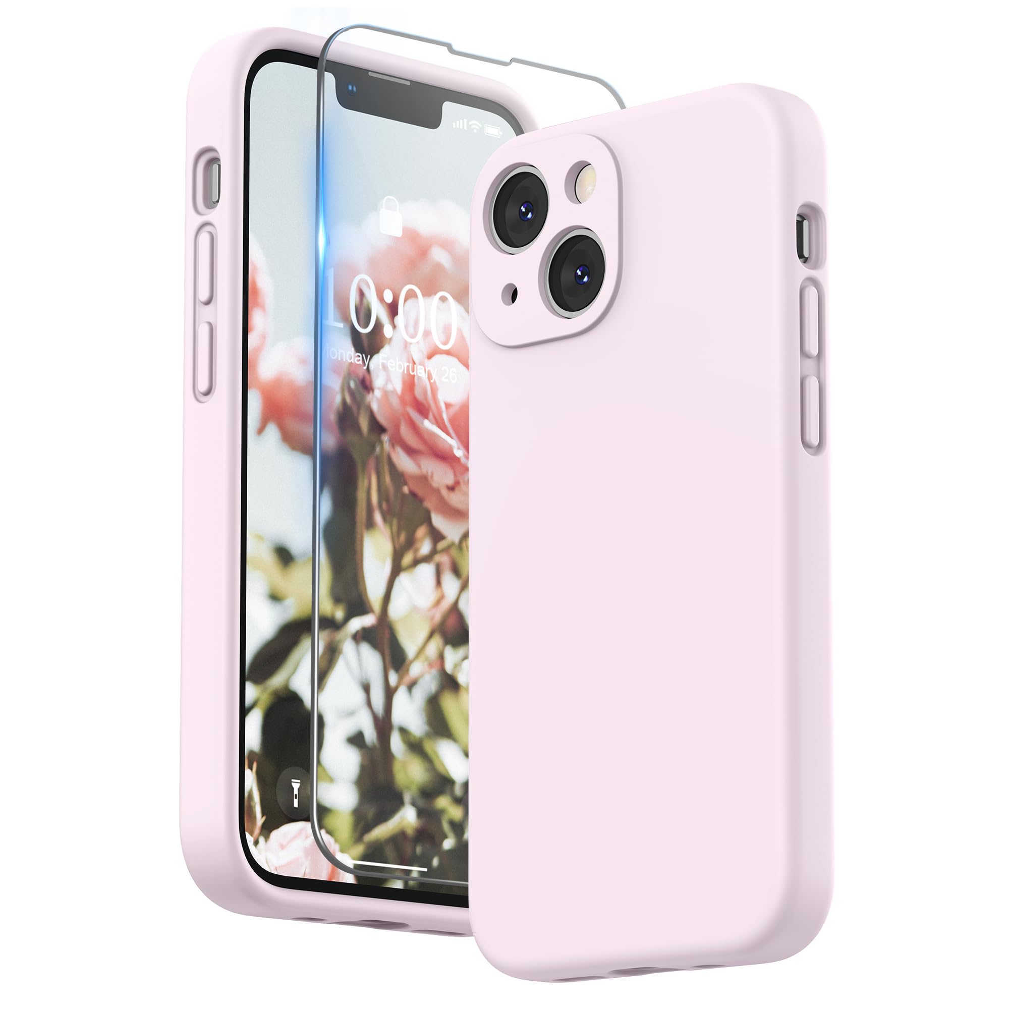 SURPHY Liquid Silicone Case for iPhone 13 mini Case, Individual Protection for Each Lens Shockproof Rubber Full Body Thickened Design for iPhone 13 mini 5.4 inch 2021 (Pink Chalk) — image 1