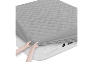 MAGIK & KOVER Queen Mattress Pad, Soft Quilted Air Mattress Topper Queen with Extra Deep Pocket, Breathable and Noiseless Air Mattress Cover Mattress Pad Fits Up to 23 Inch, Grey