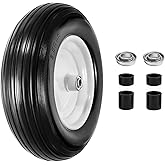 LTNICER 14.5" Wheelbarrow Tires Fits 3.50/2.50-8, 4.00-6, 4.00-8, 4.80/4.00-8 Flat Free Tire with 3" - 6" Centered Hub, 3/4" or 5/8" Bushing, Universal Replacement Wheelbarrow Wheels, 1 Pack