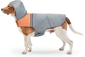 HAVENFLY Dog Raincoat with Reflective Strip, Ultra Light Breathable Waterproof Dog Rain Jacket, Adjustable Waterproof Dog Raincoat with Hood, Suitable for Small, Medium, and Large Dogs (Grey, XXL)