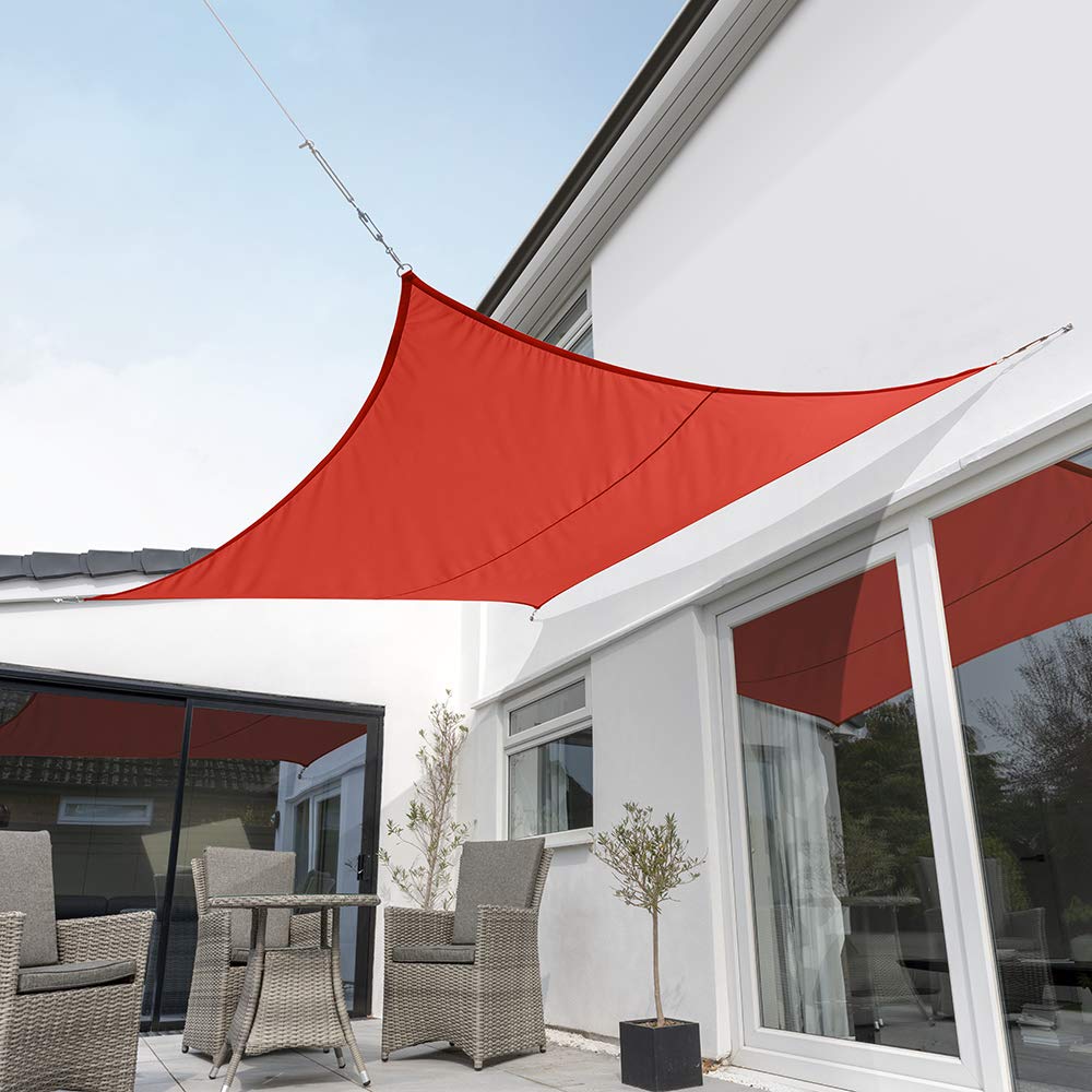 Kookaburra Waterproof Garden Sun Shade Sail Canopy in Red 98% UV Block (5.4m Square)