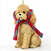 Poodle (Apricot) with Scarf Christmas Ornament (Large 3 inch version) Dog