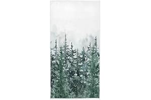WAMIKA Winter Forest Snow Scenery Hand Bath Fingertip Towel White Green Christmas Tree Kitchen Towel Xmas Bathroom Faucet Towel Set Highly Absorbent SPA Gym Shower Towels 16x30 Inch Holiday Decorations
