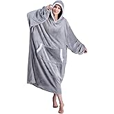 LANYETON Wearable Blanket Hoodie, Ultra Soft Warm Fluffy Oversized Fleece Sweatshirt Blanket with Sleeves and Pocket