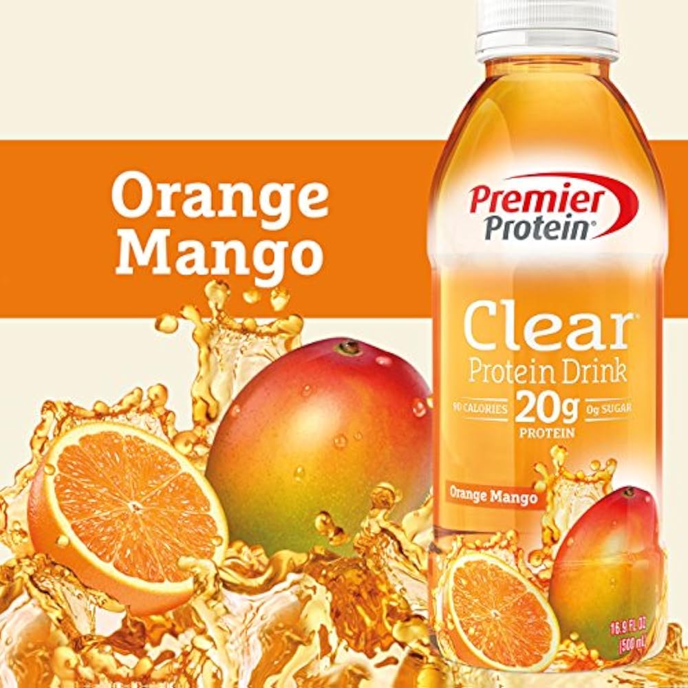 Premier Shakes & Powders Protein Clear Drink, Orange Mango, 16.9 Fl Oz