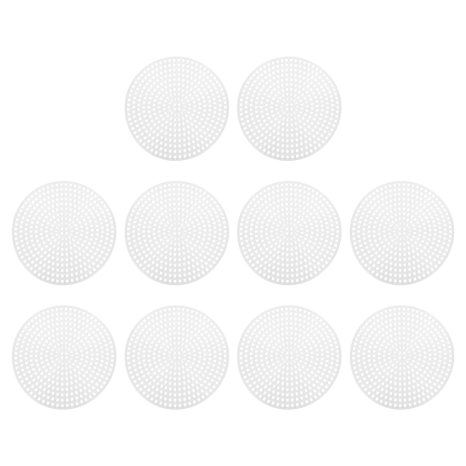 PATIKIL Plastic Mesh Canvas Sheets,10Pcs 3inch Cross Needlework Blank Yarn Crafting for Embroidery DIY Bookmarks Cup Mats, White, Round