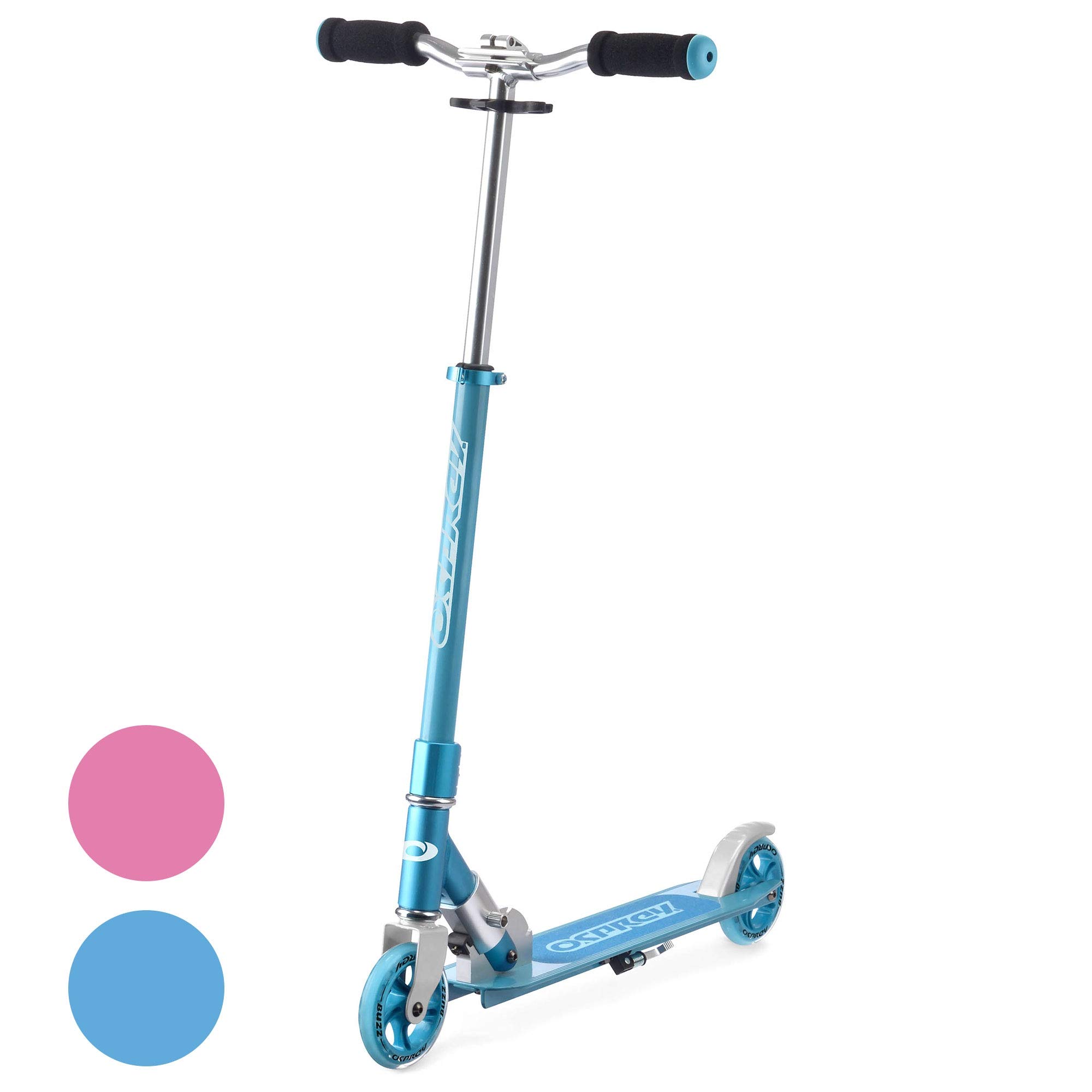 Osprey Kids Scooter | 2 Wheeled Folding Kick Scooter for Children Boys Girls with Adjustable Bar, Rear Brake and ABEC 5 Bearings, Multiple Colours, Blue