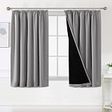 BellaHills 100% Blackout Curtains 46x54 Dove Grey 2 Panels Pencil Pleat