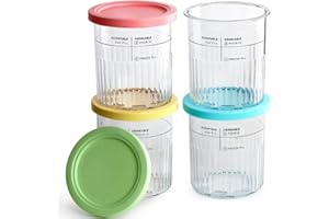 Anbige Replacement Parts 4 Pack Creami Pints and Lids, Compatible with Ninja CREAMi Ice Cream Maker NC500 Series NC501