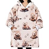 Huglanket Otter Gifts for Otter Lovers, Wearable Flannel Otter Blanket Hoodie with Two Large Pocket