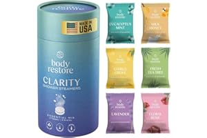 Body Restore Shower Steamers Aromatherapy 6 Pack - Christmas Stocking Stuffers for Men, Birthday Gifts for Women, White Elephant, Relaxation, Self Care - Clarity
