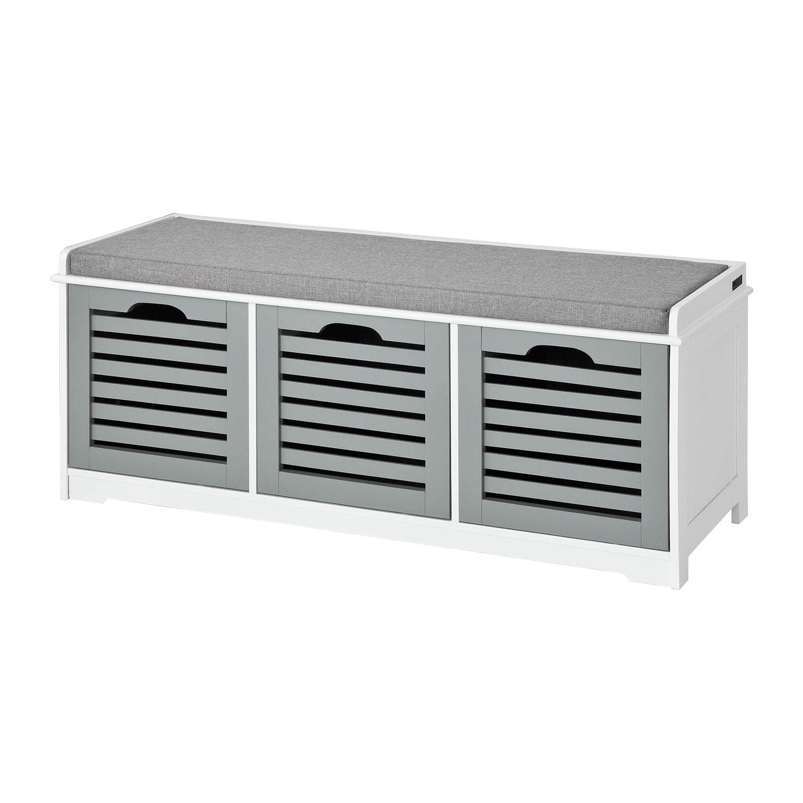 Haotian FSR23-HG, Storage Bench with 3 Drawers & Padded Seat Cushion, Hallway Bench Shoe Cabinet Shoe Bench