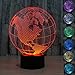 WONFAST® 3D World American Globe Optical Illusion Lighting 7 Colors Change Touch Switch LED Table Lamp Children's Night Light for Home Decoration Household Bedroom