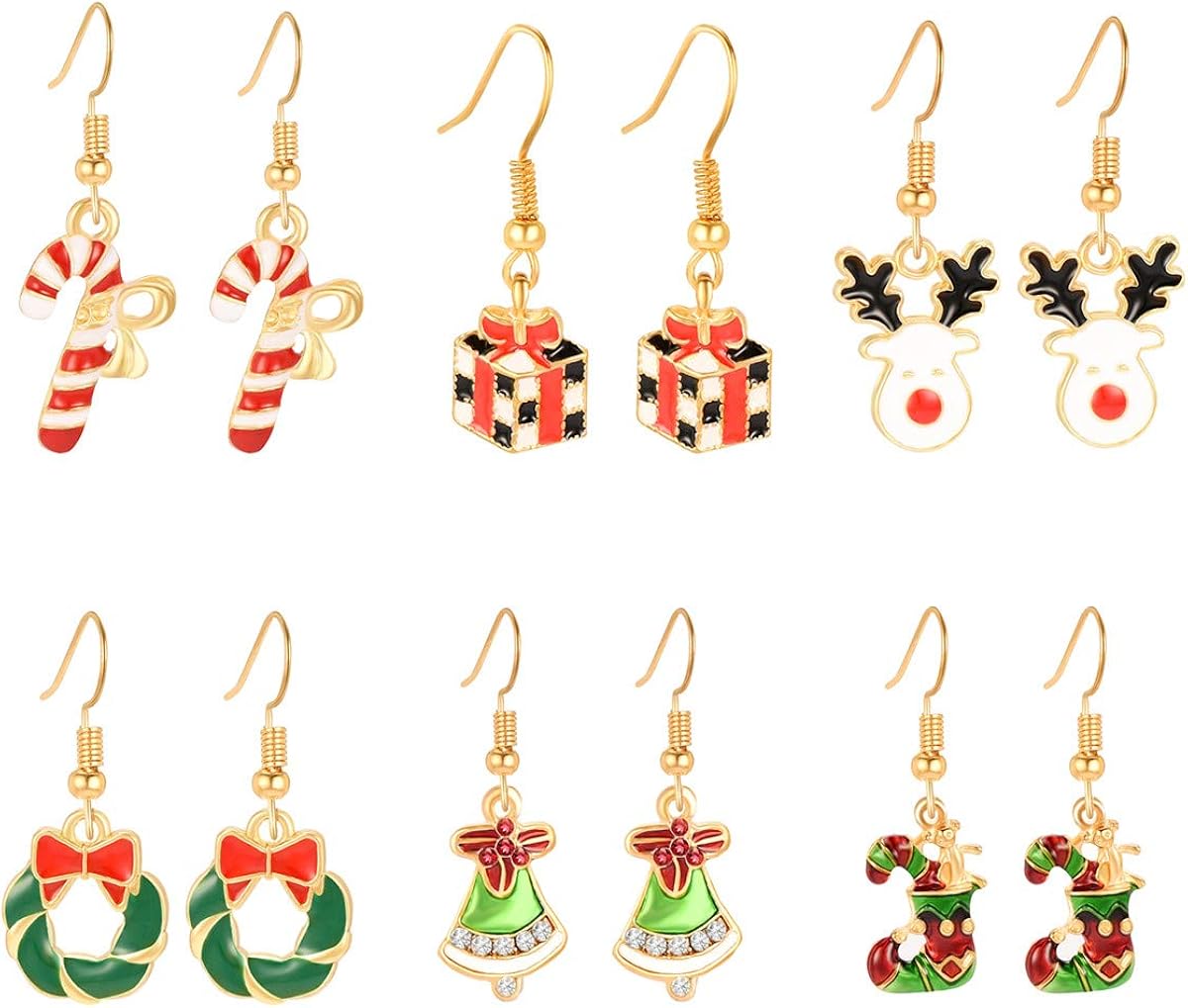 JewelryWe Schmuck 6/9 Paar Weihnachten Ohrstecker Ohrringe für Herren 