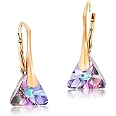 Chic Bijoux Austrian Crystal Earrings for Women Dangling, with 925 Sterling Silver Leverbacks, Gemstone Earrings for Ladies, Jewelry for mom