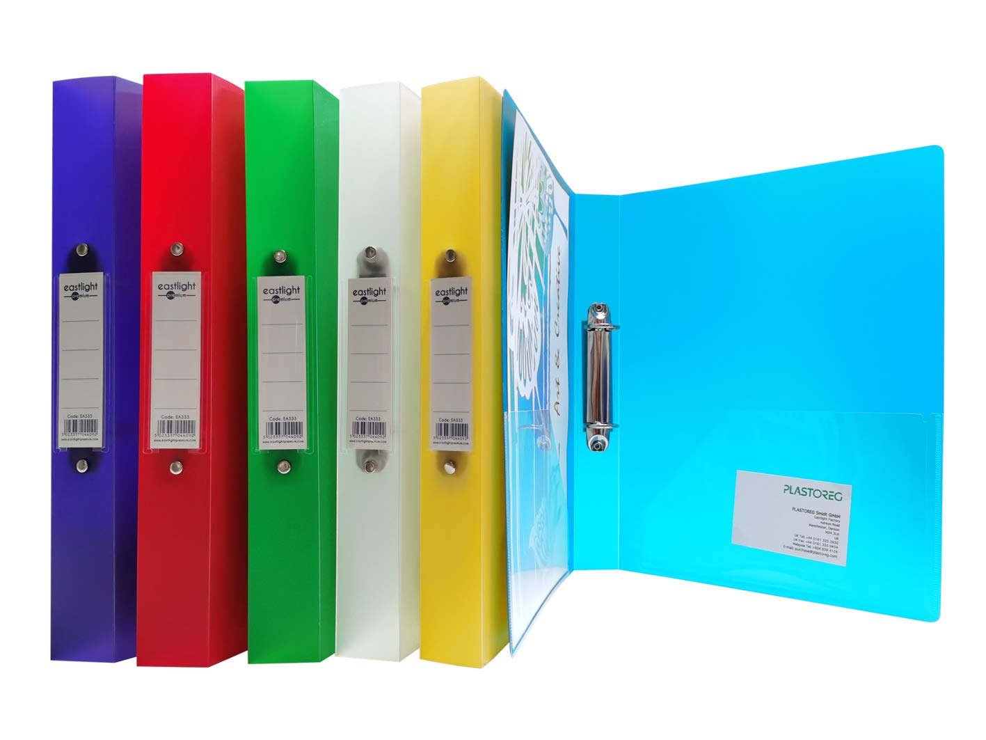 Eastlight 2-Ring Binder A4 Frosted Assorted Pack of 6