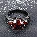 JunXin® Black Gold Round Cut Three-Stone Ruby Diamond Ring Cubic Zirconia Size6/7/8/9/10(10)