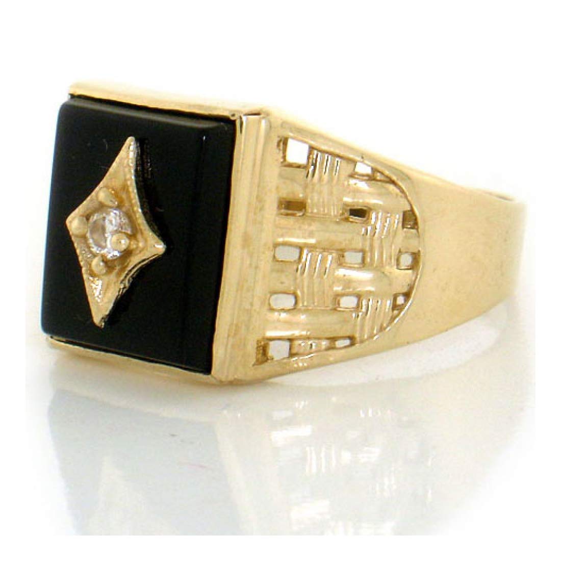Jewelry Liquidation 10k Solid Yellow Gold Onyx Fancy Mens Ring