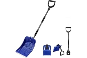 CLISPEED Snow Shovel for Car, Folding Snow Shovel with Ice Scraper for Car Truck Driveway Snow Removal (Blue)