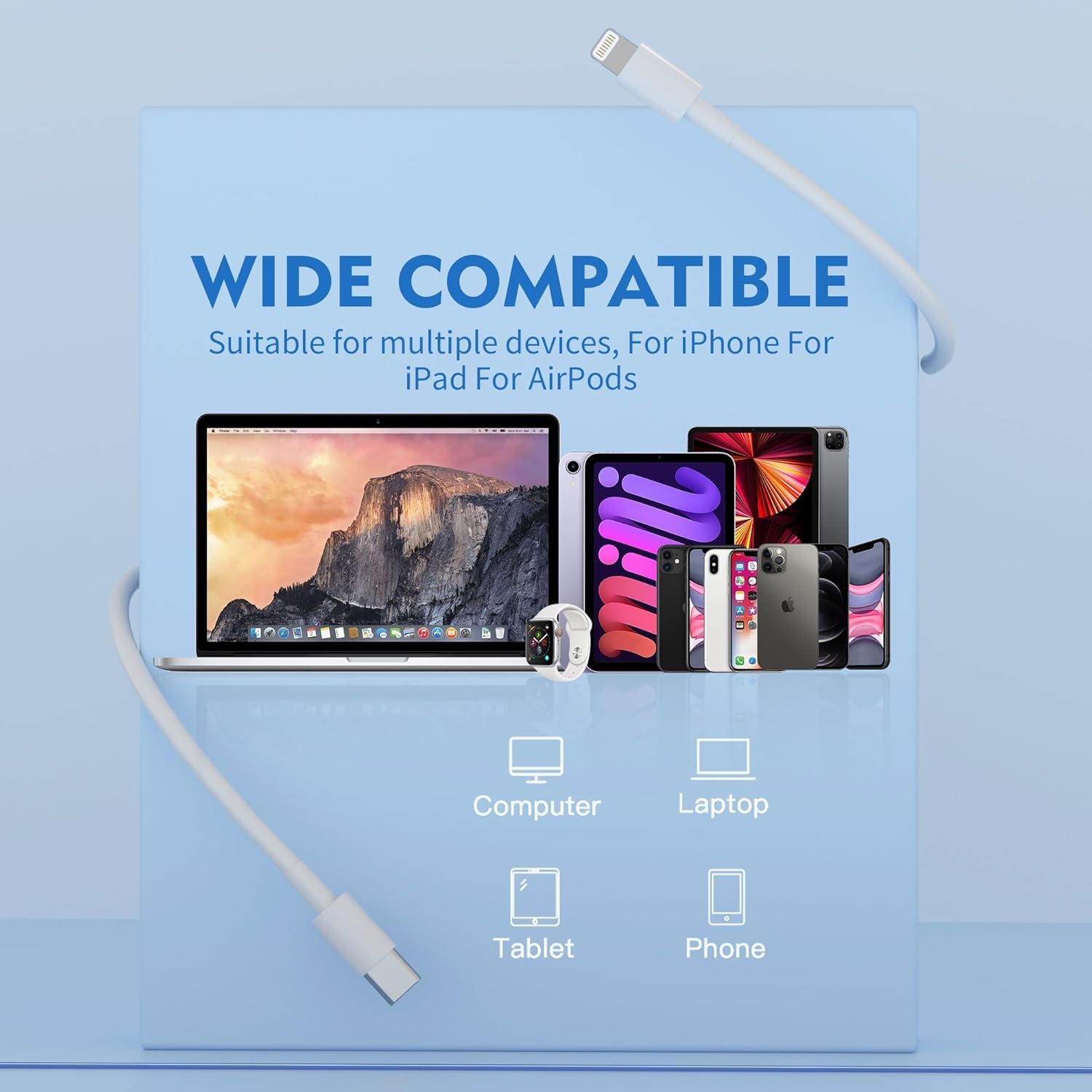 USB C to Lightning Cable Apple MFi Certified 5 Pack/6 FT iPhone Charger Fast Charging White Flow Silicone Cord for iPhone 14 13 12 11 Pro Max Xr Xs 8