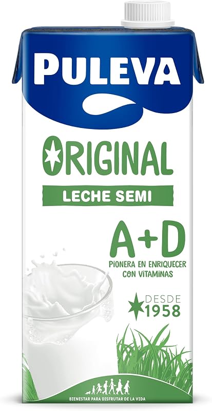 Leite meio gordo puleva pacote a+d 6 x 1l