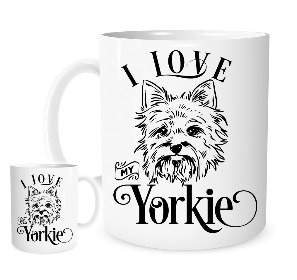 I Love My Yorkie. 11oz Ceramic Gift Mug Featuring A Cute Yorkie Dog