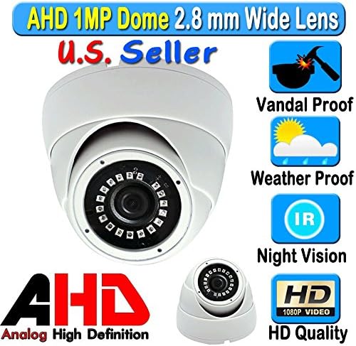 LEXA AHD 1MP 720P Dome 1/4" OV Sensor 2.8mm Wide Angle Lens Vandal Weather Water Proof μ14 x 18 IRs Night Vision BNC Connection Outdoor CCTV Black Camera 1 Megapixel Analog High Definition HD