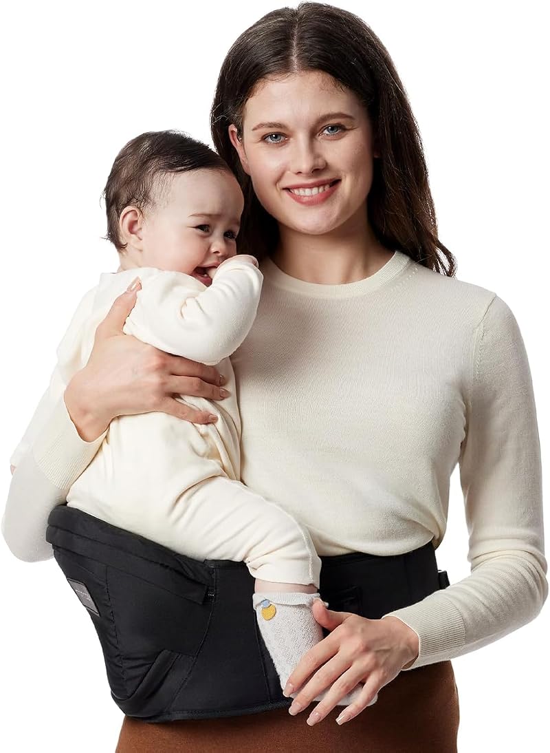 Momcozy Baby Hip Seat Carrier 0-36 Months 3D Belly Pad Black