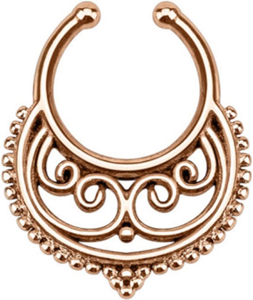 Richbest punk taboo gold none piercing fake septum nose ring clip silver indian fake crystal nose stud