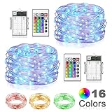 LED String Lights, Beiwas 2 Pack Battery Operated Fairy Lights 16 Colors 16ft Outdoor Indoor String Lights with Remote Control LED Lights for Bedroom,Patio,Outdoor Garden,Stroller,Christmas Tree