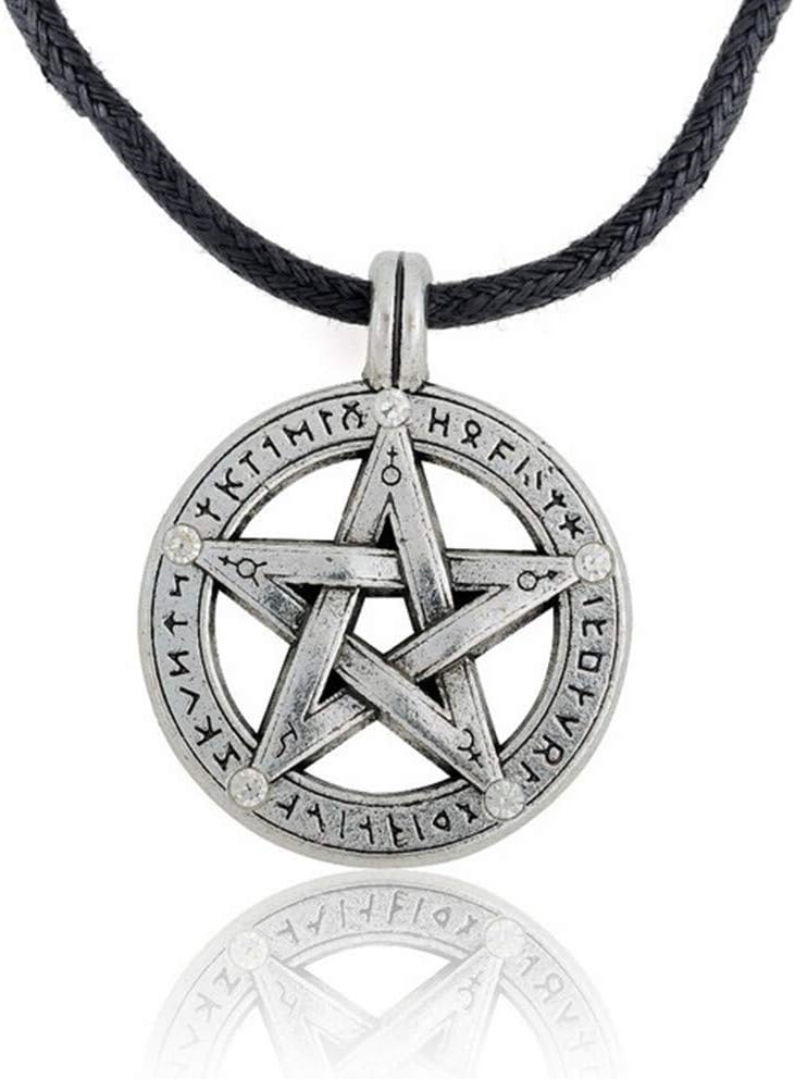 Supernatural Pentacle Hebrew Charm Pentagram Pendant Statement Necklace Men Star Amulet Chain Talisman Necklaces