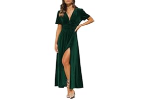 Maxigerui Women's Velvet Maxi Dress Formal Dresses for Wedding Guest Dress