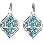 Lotus Earrings 925 Sterling Silver Lotus Turquoise Earrings Jewelry Gifts for Women