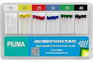 800 PCs Dental Grade Piuma Absorbent Paper Points #15-40 Mixed by VASTMED | 0.02 Taper for Dental Endo Endodontic Sterile