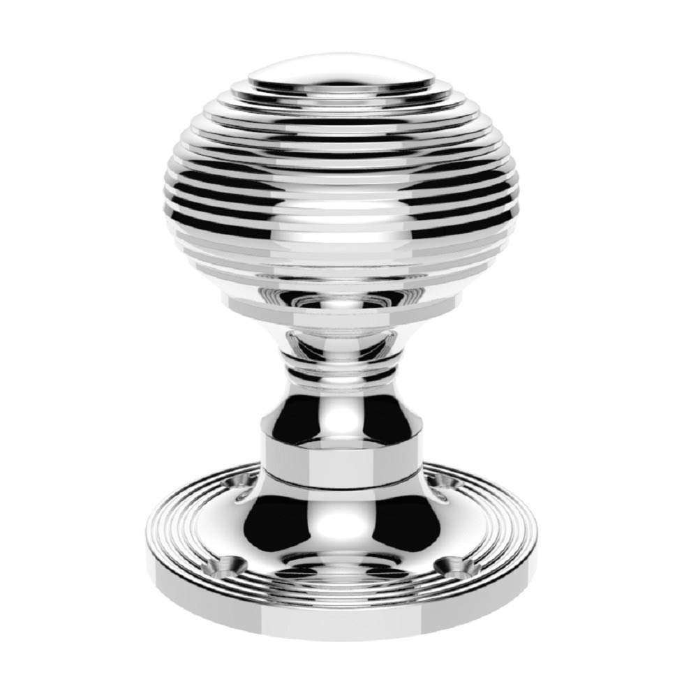 Ironmongery World®Polished Chrome Reeded Queen Anne Beehive Mortice Door Knobs Pull Handles