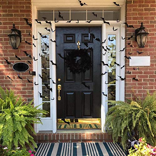 LUDILO 120pcs Halloween Bats Stickers Halloween Decals Halloween Wall Decorations Wall Stickers 3D Scary Bats Wall Decals for Indoor Windows Doors Walls Decor Halloween Party Supplies (Black)