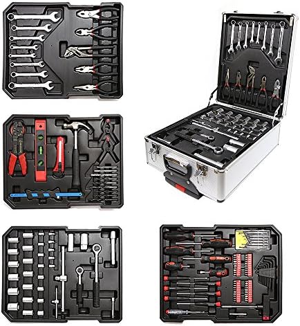 Mulit-kit Wrench Socket &amp; Screwdriver Bit Hand Tool Set Electronic Repair Kit W/ Aluminum Suite Case, 135-Piece