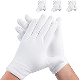 3 Pairs White Cotton Gloves for Dry Hands Sleeping, Premium Cotton Gloves for Eczema Lotion, Hand Gloves Moisturizing Overnight, White Gloves for Women &amp; Men, Work Glove for Coin Jewelry Silver