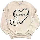 NAZENTI Personalized Mom Grandma & Grandkids Hearts Sweatshirt, Grandma Sweatshirts for Women, Birthday Gifts for Mom Grandma